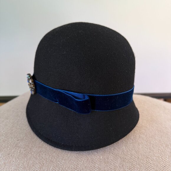 Santelli Francesca Italy Black and Blue Cloche Hat main image 3
